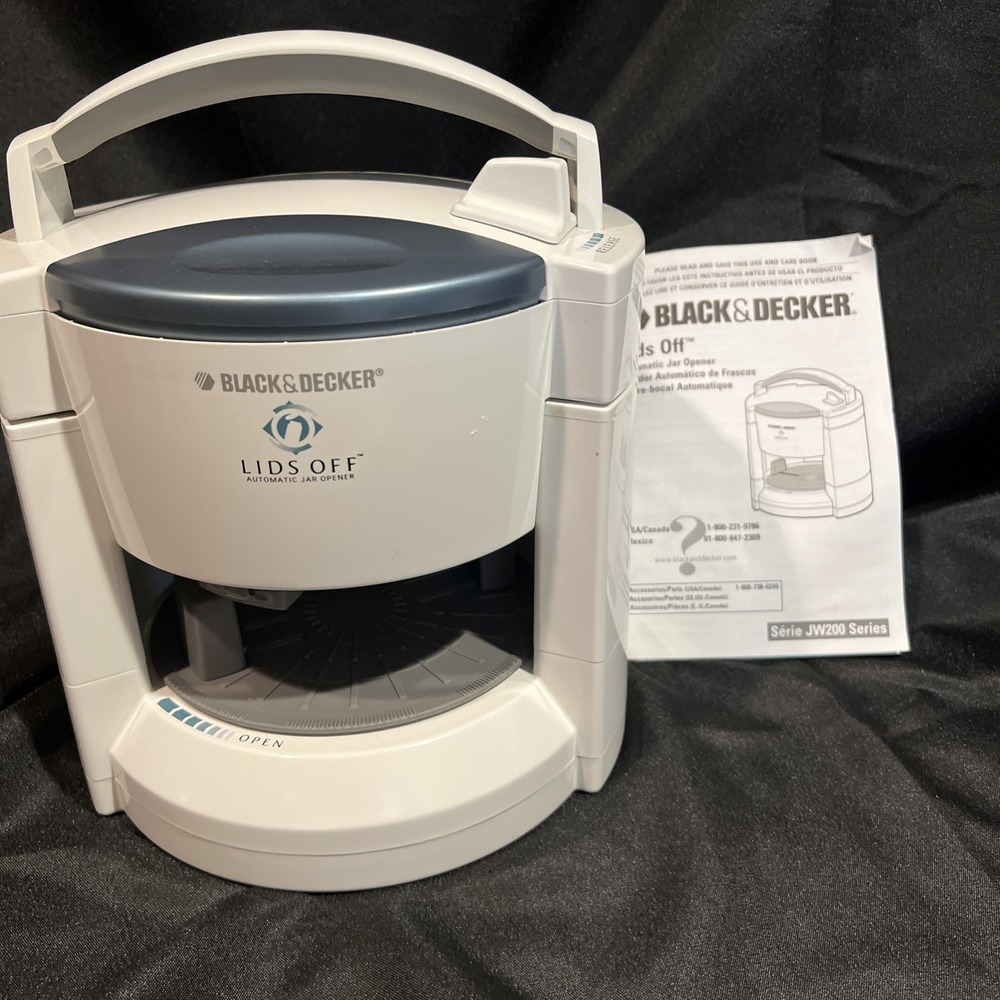 Black & Decker Lids Off Automatic‎ Jar Opener Model JW200 Tested & Working White